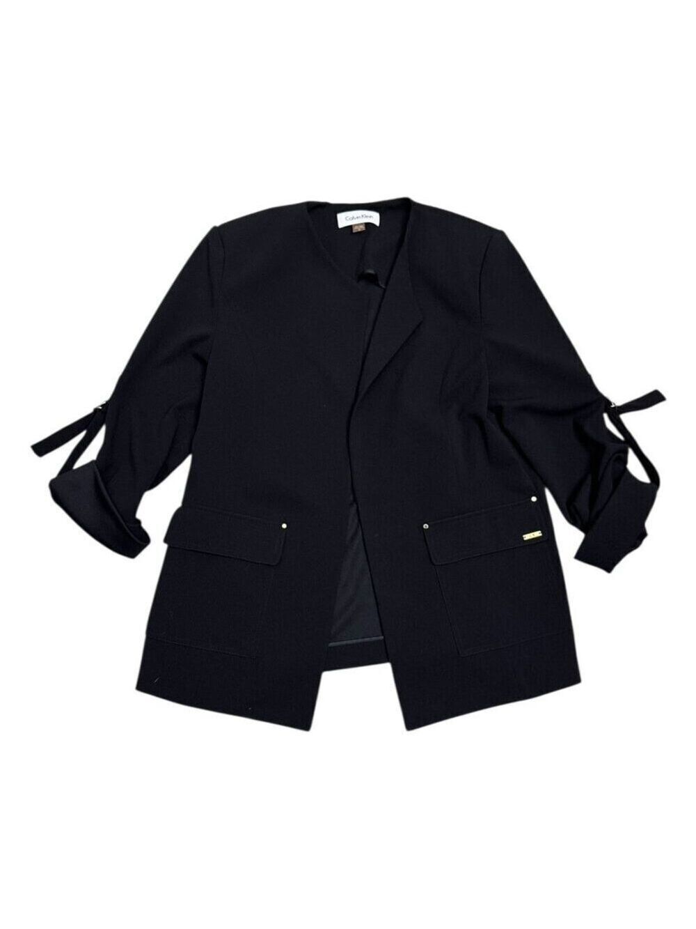 CALVIN KLEIN Blazer Jacket Open Front Business Casual Designer Womens Size 12